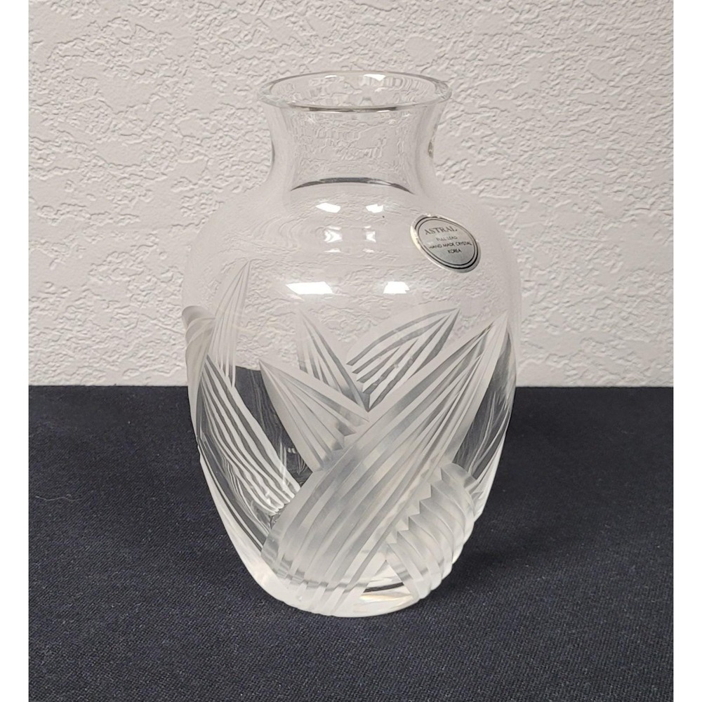 Astral Full Lead Handmade Crystal Vase Carafe Clear Leaf Cut Design